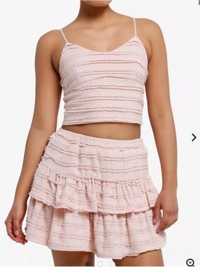 Madden Girl Pink Tiered Ruffle Mini Skirt